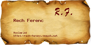 Rech Ferenc névjegykártya